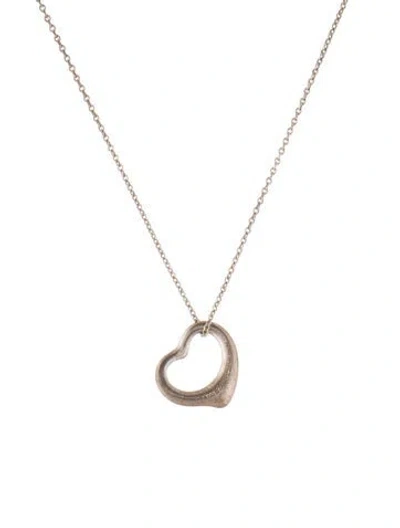 Pre-owned Tiffany & Co Open Heart Pendant Necklace, 16.75" In Multi
