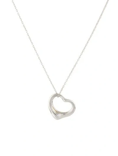 Pre-owned Tiffany & Co Open Heart Pendant Necklace, 17.5" In Multi