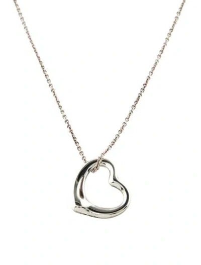 Pre-owned Tiffany & Co Open Heart Pendant Necklace, 18" In Multi
