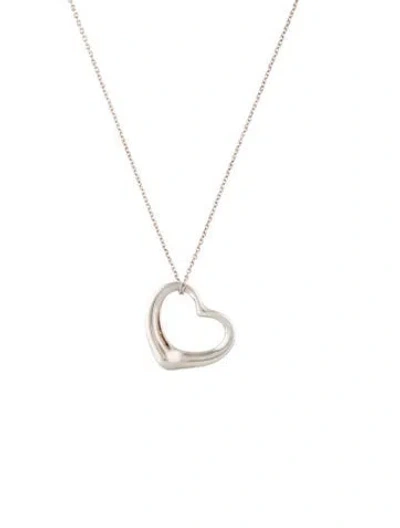 Pre-owned Tiffany & Co Open Heart Pendant Necklace, 18" In Multi