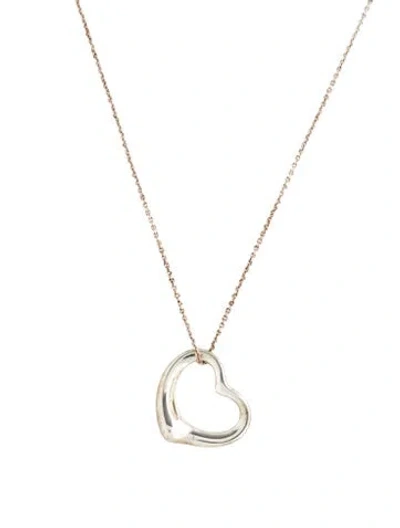 Pre-owned Tiffany & Co Open Heart Pendant Necklace, 18" In Multi