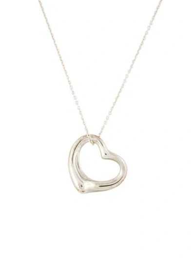 Pre-owned Tiffany & Co Open Heart Pendant Necklace, 18" In Multi