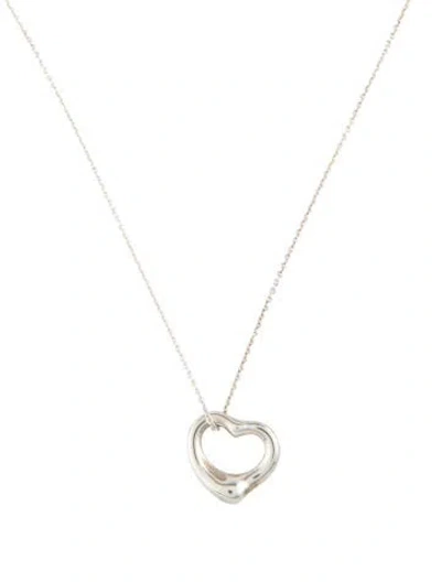 Pre-owned Tiffany & Co Open Heart Pendant Necklace, 18" In Multi