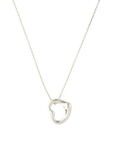 Pre-owned Tiffany & Co Open Heart Pendant Necklace, 18" In Multi