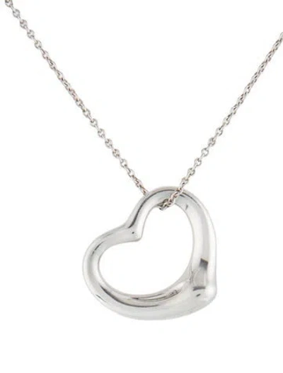 Pre-owned Tiffany & Co Open Heart Pendant Necklace, 18.5" In Multi