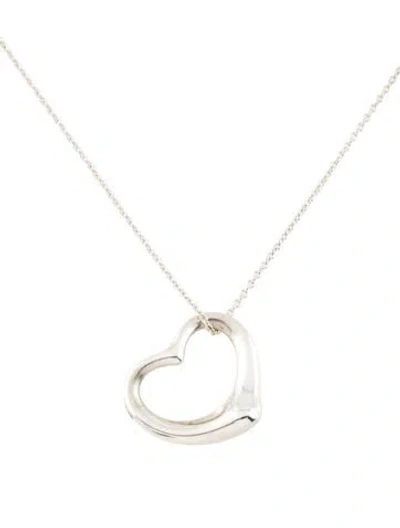 Pre-owned Tiffany & Co Open Heart Pendant Necklace, 18.5" In Multi