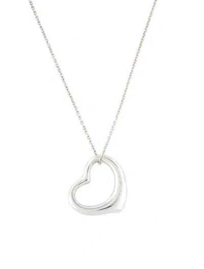 Pre-owned Tiffany & Co Open Heart Pendant Necklace, 18.75" In Multi