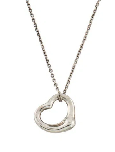 Pre-owned Tiffany & Co Open Heart Pendant Necklace, 19.25" In Multi