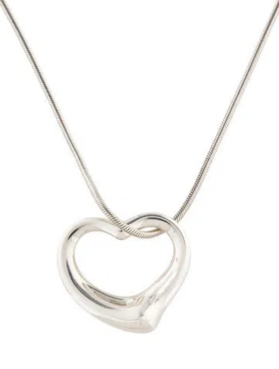 Pre-owned Tiffany & Co Open Heart Pendant W/ Unbranded Sterling Silver Chain, 16" In Multi