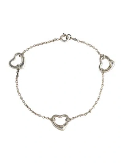 Pre-owned Tiffany & Co Open Heart Station Bracelet, 6.5" In Multi