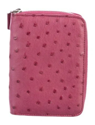 Pre-owned Tiffany & Co Ostrich Animal Print Wallet In Pink