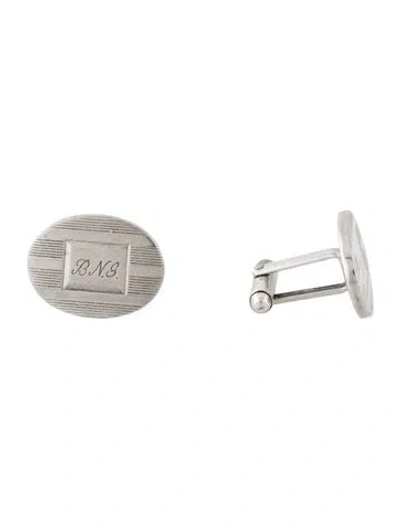 Pre-owned Tiffany & Co Oval Letters 'b.n.s.' Cufflinks In Multicolor