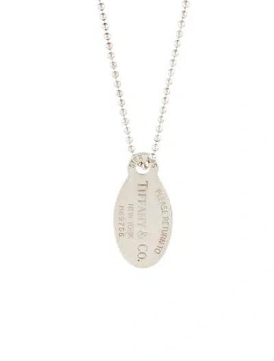 Pre-owned Tiffany & Co Oval Tag Bead Chain Pendant Necklace, 34" In Multi