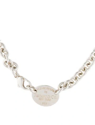 Pre-owned Tiffany & Co Oval Tag Chain Link Choker Necklace, 15" In Multi