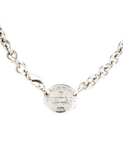 Pre-owned Tiffany & Co Oval Tag Chain Link Choker Necklace, 15" In Multicolor