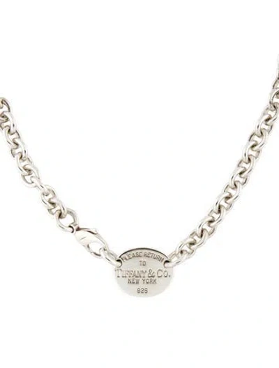 Pre-owned Tiffany & Co Oval Tag Chain Link Choker Necklace, 15.25", 15.25" In Multi
