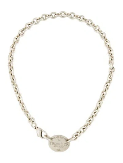 Pre-owned Tiffany & Co Oval Tag Chain Link Choker Necklace, 15.25" In Multi