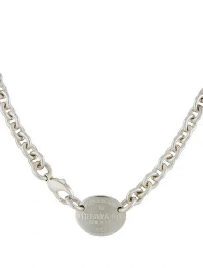 Pre-owned Tiffany & Co Oval Tag Chain Link Choker Necklace, 15.25" In Multi