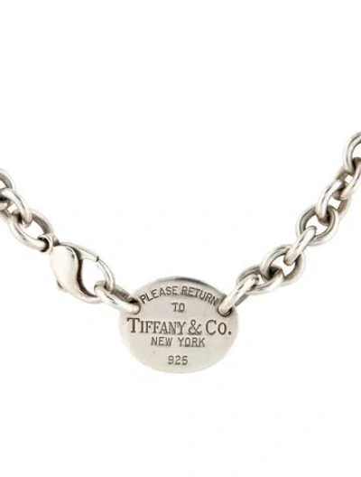 Pre-owned Tiffany & Co Oval Tag Chain Link Choker Necklace, 15.25" In Multicolor