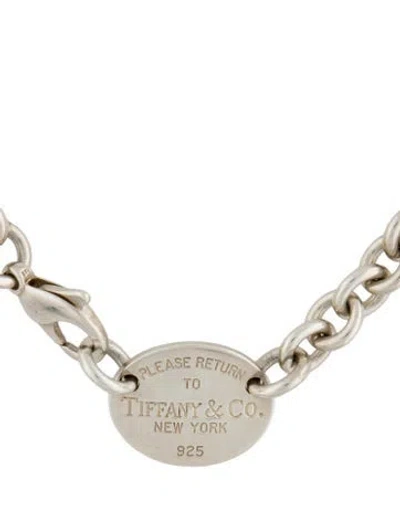 Pre-owned Tiffany & Co Oval Tag Chain Link Choker Necklace, 15.5" In Multi