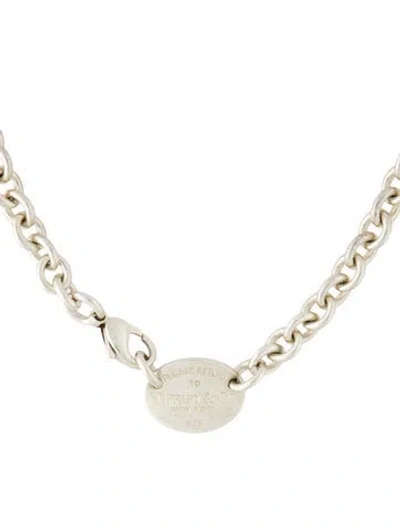 Pre-owned Tiffany & Co Oval Tag Chain Link Choker Necklace, 15.5" In Multi