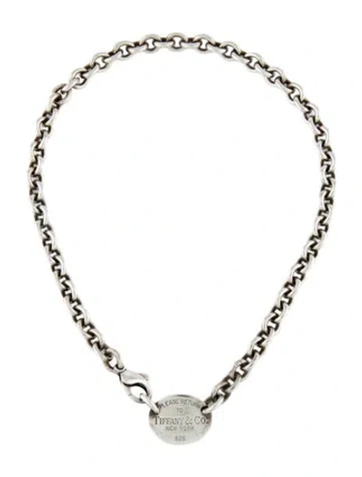 Pre-owned Tiffany & Co Oval Tag Chain Link Choker Necklace, 15.75" In Multi