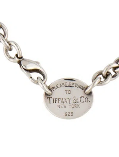 Pre-owned Tiffany & Co Oval Tag Chain Link Choker Necklace, 16" In Multi