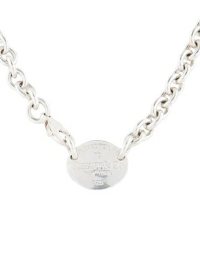 Pre-owned Tiffany & Co Oval Tag Chain Link Choker Necklace, 16" In Multi