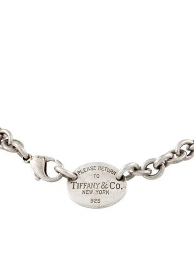 Pre-owned Tiffany & Co Oval Tag Chain Link Choker Necklace, .75" In Multi