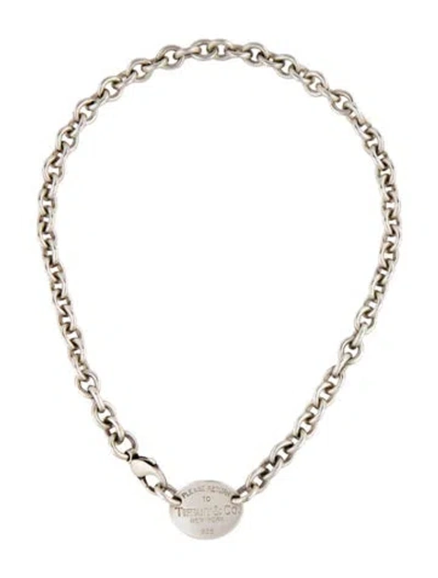 Pre-owned Tiffany & Co Oval Tag Chain Link Necklace, 15.5" In Multi