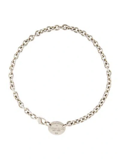 Pre-owned Tiffany & Co Oval Tag Choker Chain Necklace, 15.75" In Multi