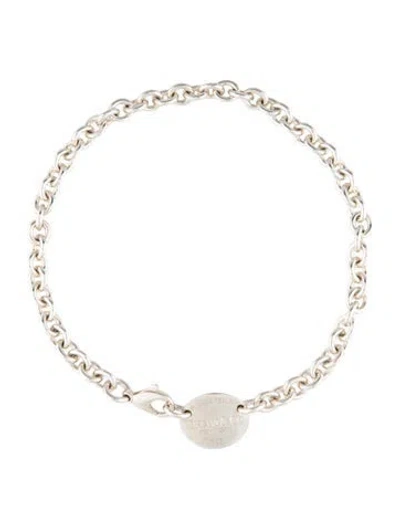 Pre-owned Tiffany & Co Oval Tag Choker Necklace, 13.5" In Multicolor