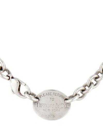 Pre-owned Tiffany & Co Oval Tag Choker Necklace, 14.5" In Multicolor