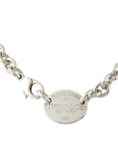 Pre-owned Tiffany & Co Oval Tag Choker Necklace, 15", 15" In Multi