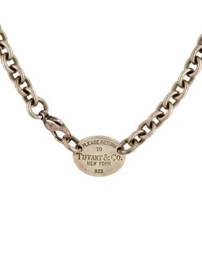 Pre-owned Tiffany & Co Oval Tag Choker Necklace, 15" In Multi