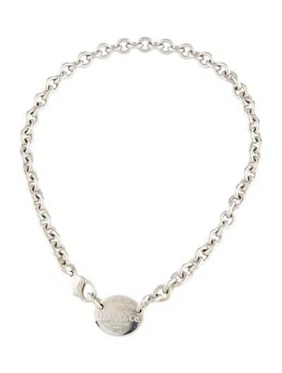 Pre-owned Tiffany & Co Oval Tag Choker Necklace, 15" In Multi