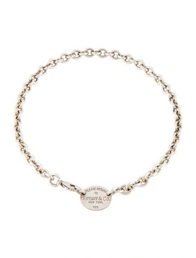 Pre-owned Tiffany & Co Oval Tag Choker Necklace, 15" In Multi
