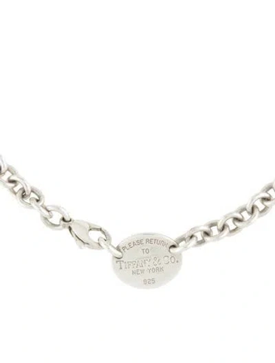 Pre-owned Tiffany & Co Oval Tag Choker Necklace, 15" In Multicolor