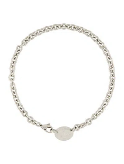 Pre-owned Tiffany & Co Oval Tag Choker Necklace, 15" In Multicolor