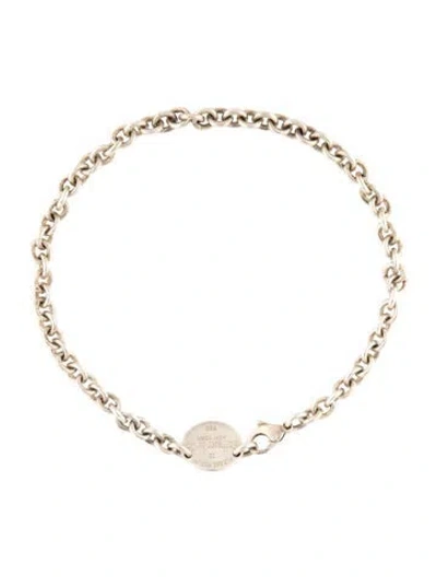 Pre-owned Tiffany & Co Oval Tag Choker Necklace, 15" In Multicolor