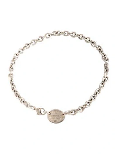 Pre-owned Tiffany & Co Oval Tag Choker Necklace, 15" In Multicolor