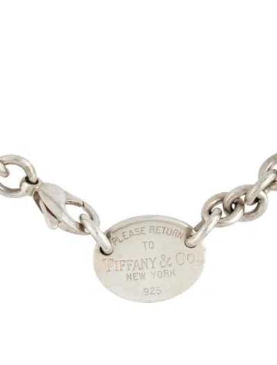 Pre-owned Tiffany & Co Oval Tag Choker Necklace, 15" In Multicolor