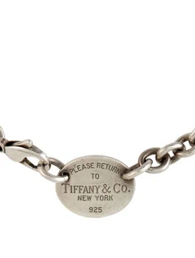 Pre-owned Tiffany & Co Oval Tag Choker Necklace, 15" In Multicolor