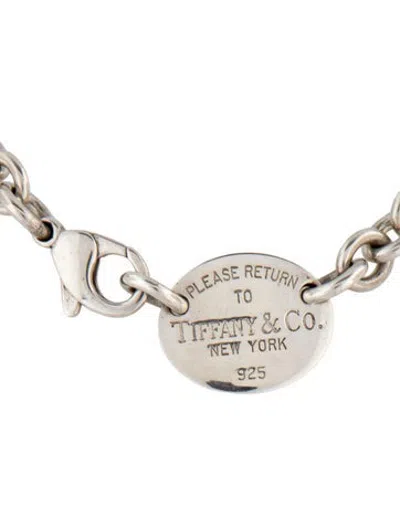 Pre-owned Tiffany & Co Oval Tag Choker Necklace, 15" In Multicolor