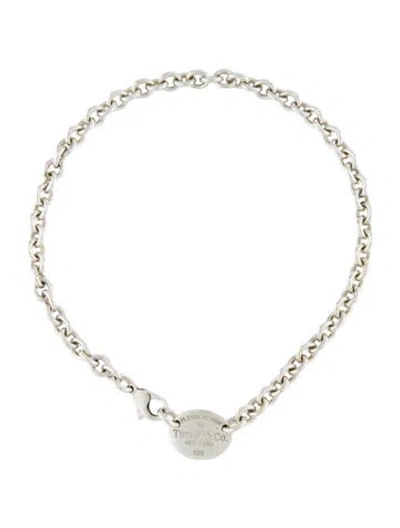 Pre-owned Tiffany & Co Oval Tag Choker Necklace, 15.25" In Multi