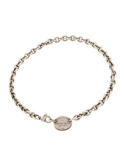 Pre-owned Tiffany & Co Oval Tag Choker Necklace, 15.25" In Multi