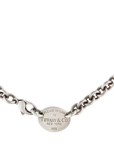Pre-owned Tiffany & Co Oval Tag Choker Necklace, 15.25" In Multicolor