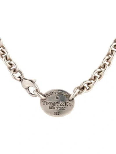 Pre-owned Tiffany & Co Oval Tag Choker Necklace, 15.25" In Multicolor