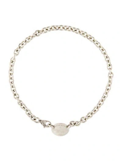 Pre-owned Tiffany & Co Oval Tag Choker Necklace, 15.5" In Multi