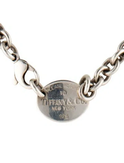 Pre-owned Tiffany & Co Oval Tag Choker Necklace, 15.5" In Multi